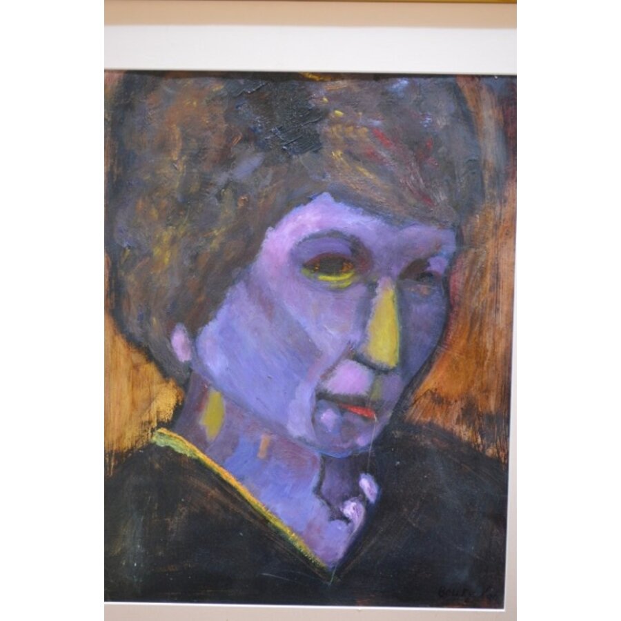 Schilderij van vrouw door Baukje Veltman in grenen lijst-2