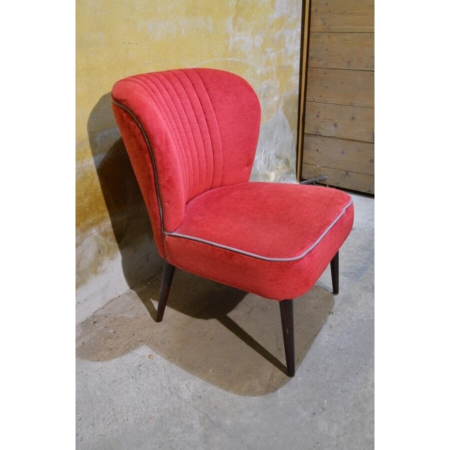 Retro cocktail stoeltje rood velours jaren 50-1