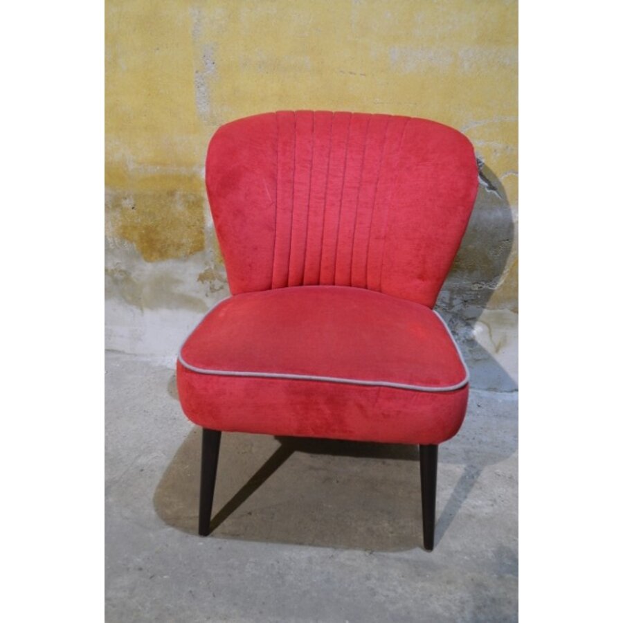 Retro cocktail stoeltje rood velours jaren 50-2