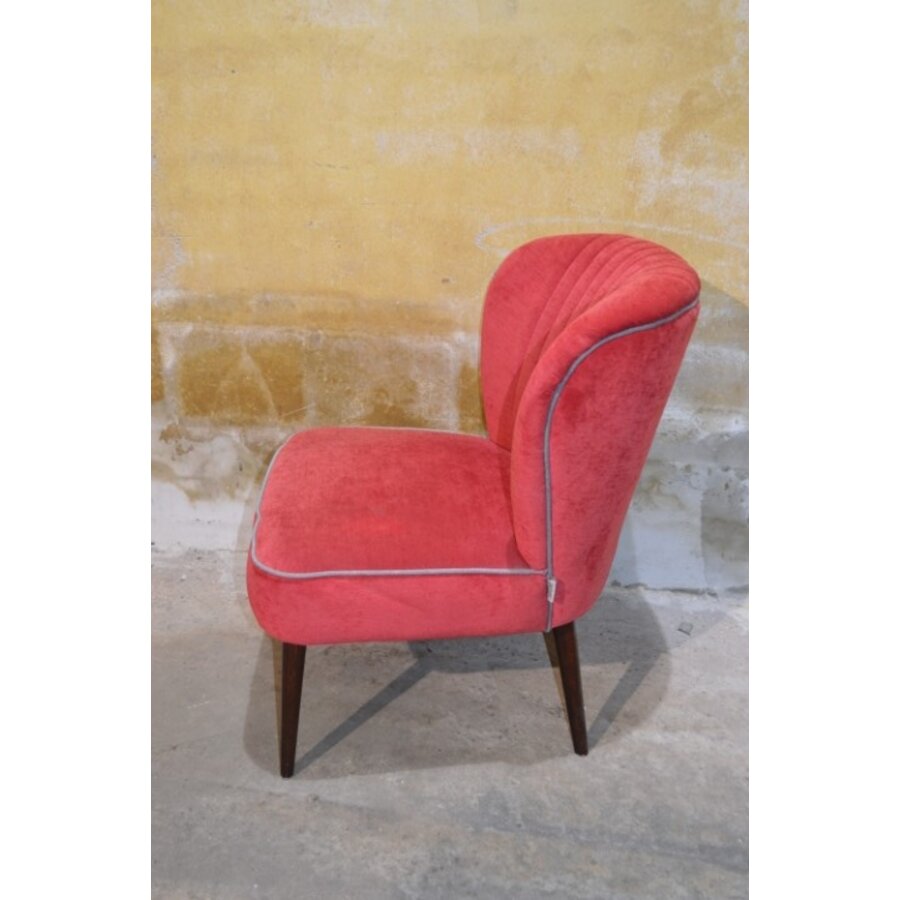 Retro cocktail stoeltje rood velours jaren 50-3