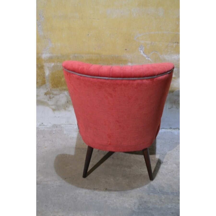 Retro cocktail stoeltje rood velours jaren 50-7