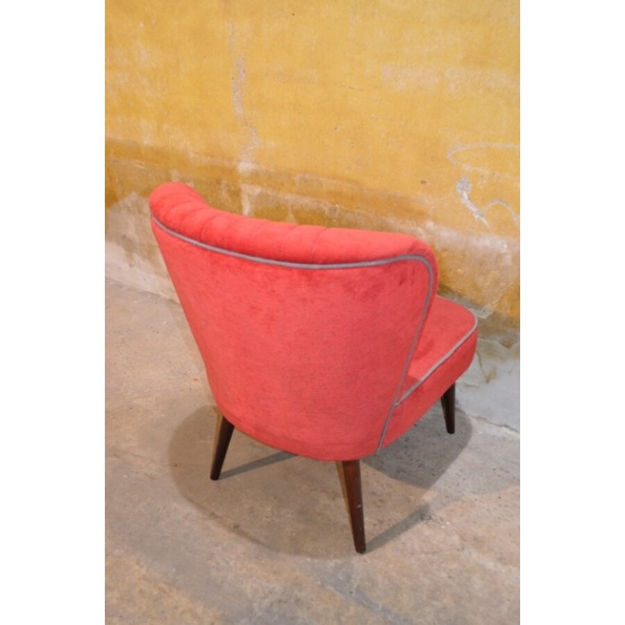 Retro cocktail stoeltje rood velours jaren 50-8