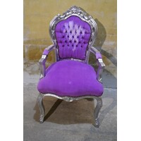 thumb-Barok fauteuil zilverkleur met paars fluweel-2