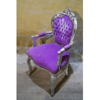 thumb-Barok fauteuil zilverkleur met paars fluweel-1