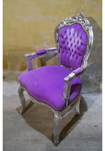 Barok fauteuil zilver gespoten 