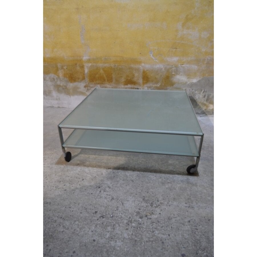Gallotti & Radice design salontafel van glas en metaal jaren 80-2