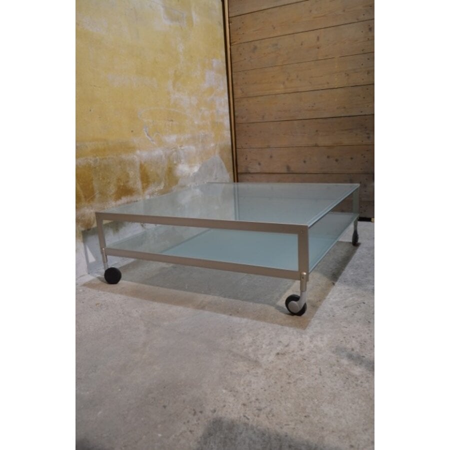 Gallotti & Radice design salontafel van glas en metaal jaren 80-4