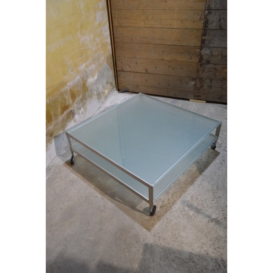 Gallotti & Radice design salontafel van glas en metaal jaren 80-8