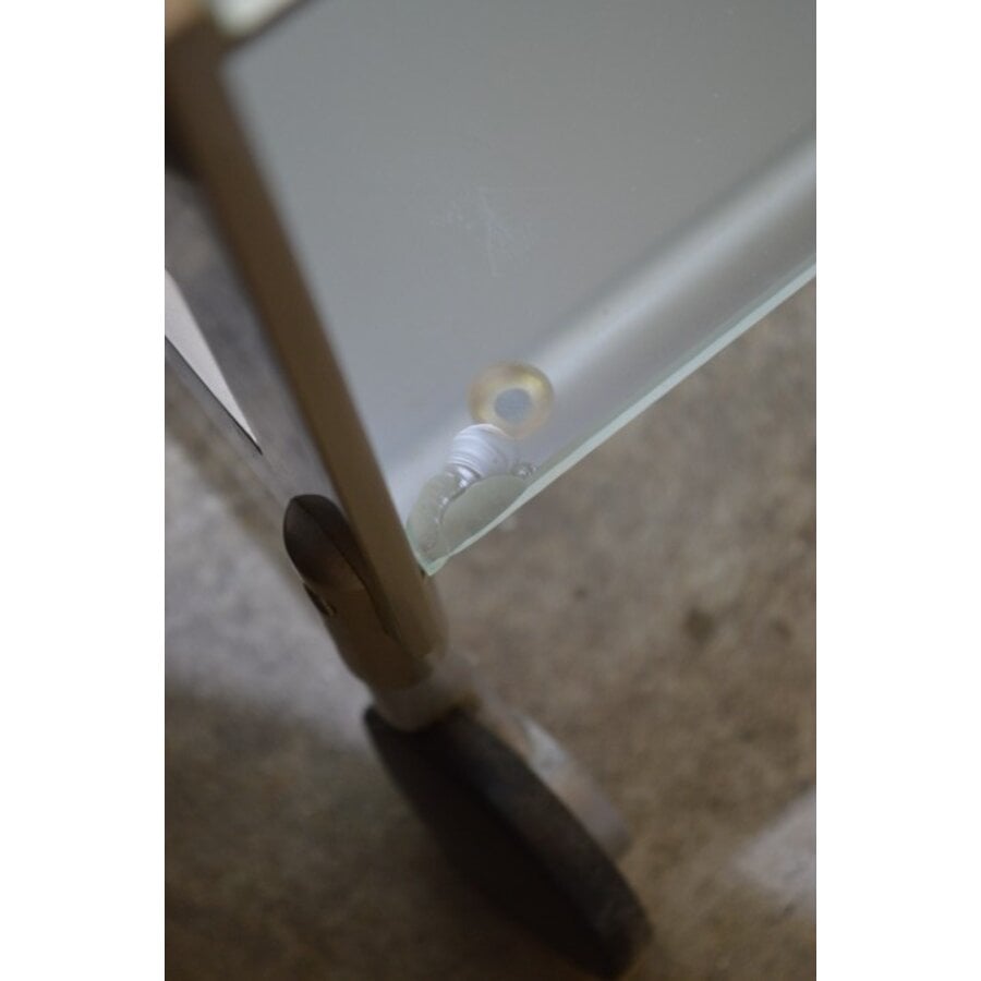 Gallotti & Radice design salontafel van glas en metaal jaren 80-9