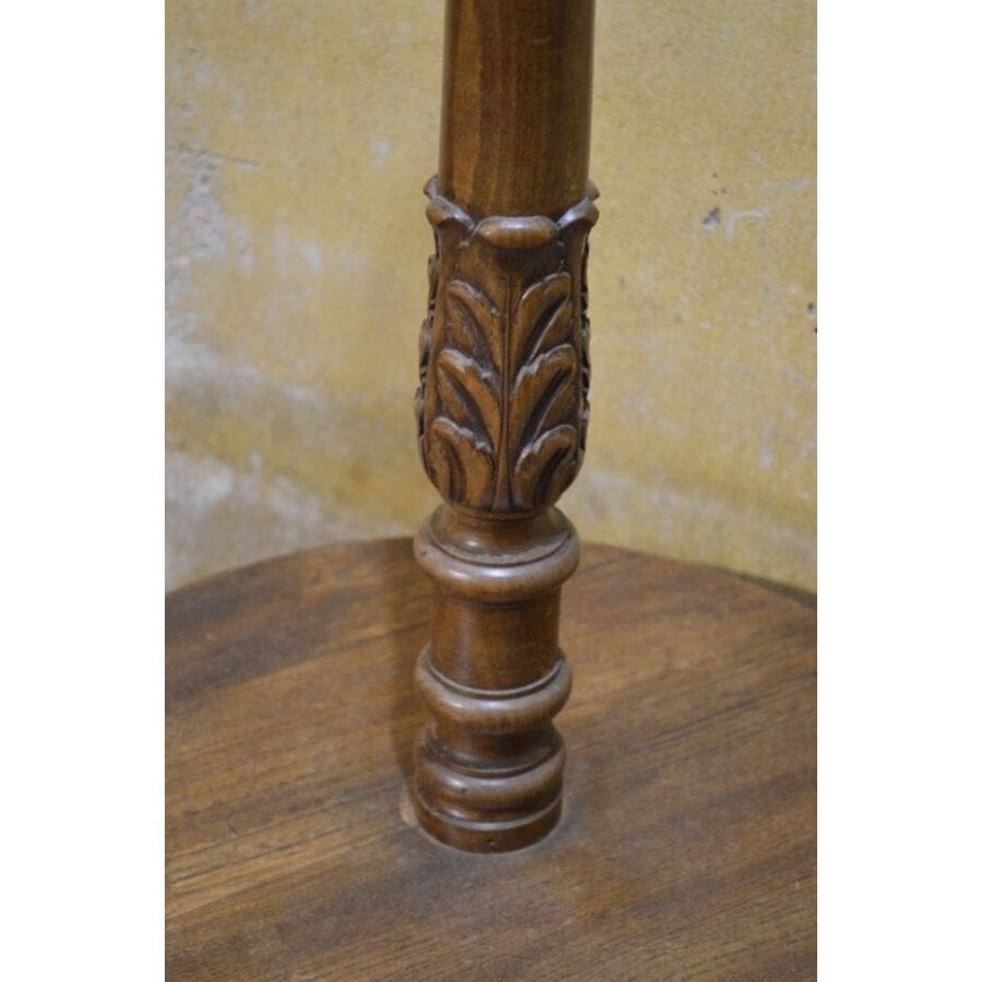 Vintage notenhouten vloerlamp met geïntegreerd tafeltje-2