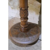 thumb-Vintage notenhouten vloerlamp met geïntegreerd tafeltje-4