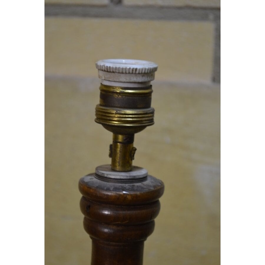 Vintage notenhouten vloerlamp met geïntegreerd tafeltje-6
