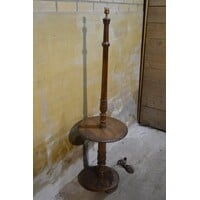 thumb-Vintage notenhouten vloerlamp met geïntegreerd tafeltje-7