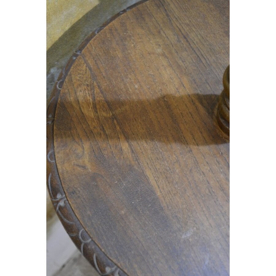 Vintage notenhouten vloerlamp met geïntegreerd tafeltje-8