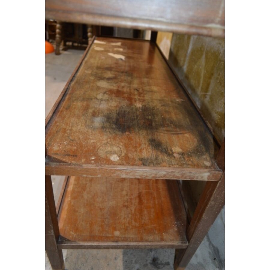 Antieke Franse mahoniehouten sidetable met drie niveaus-7