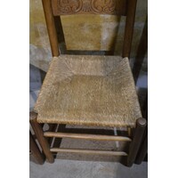 thumb-Set van 4 Oud Hollandse eiken stoelen met biezen zitting-4
