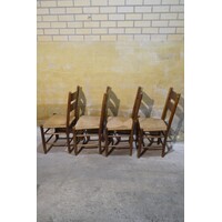 thumb-Set van 4 Oud Hollandse eiken stoelen met biezen zitting-7
