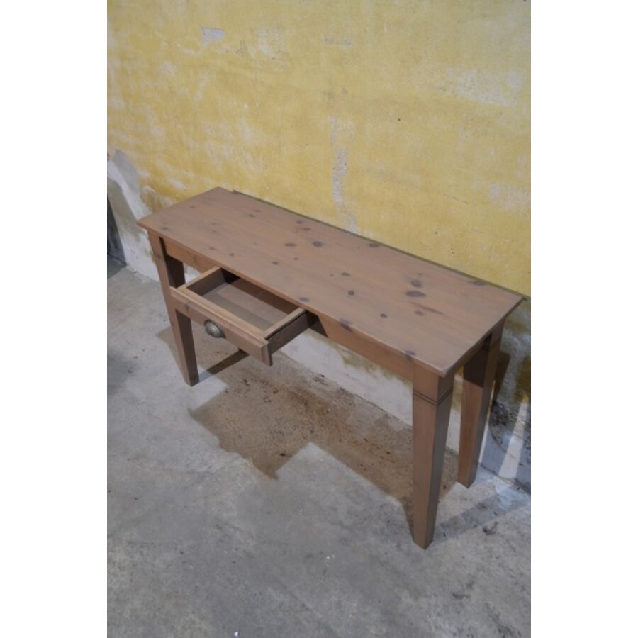 Vintage sidetable van vurenhout met lade-4