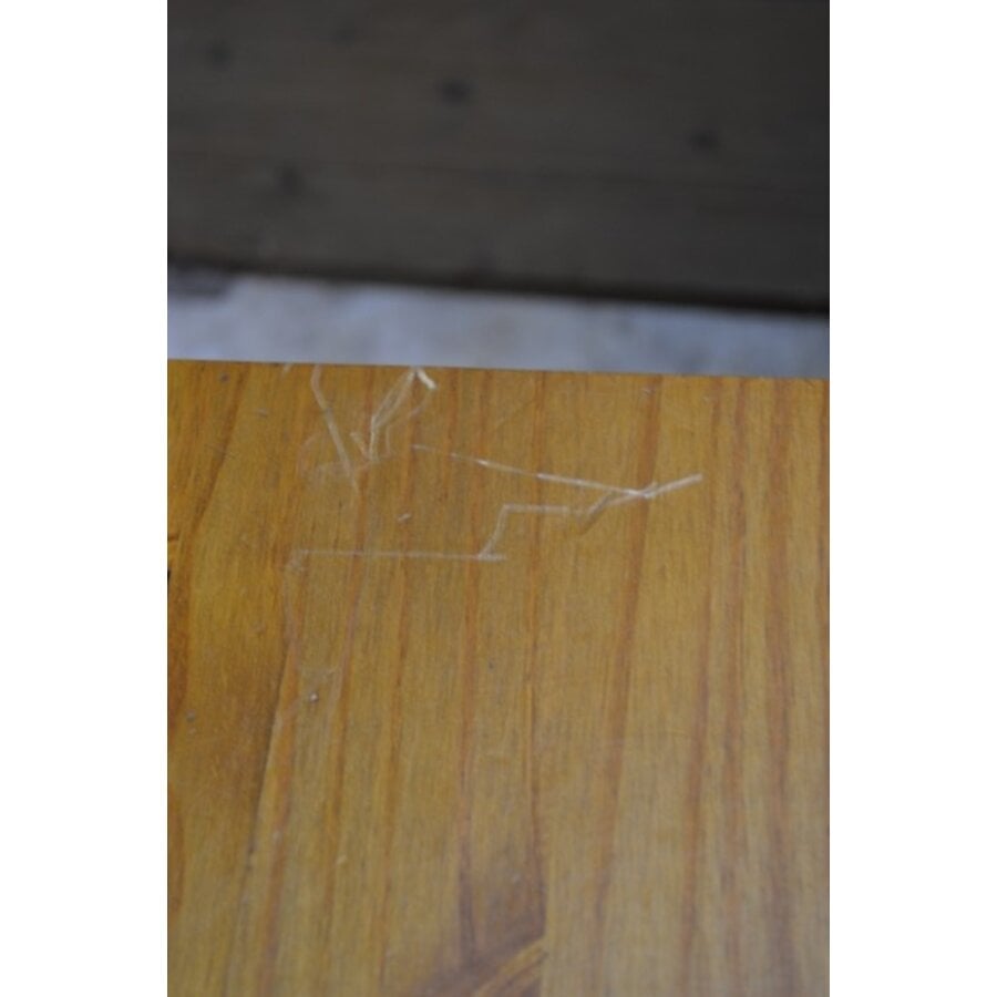 Massief grenen eettafel met lade en gedraaide poten-7