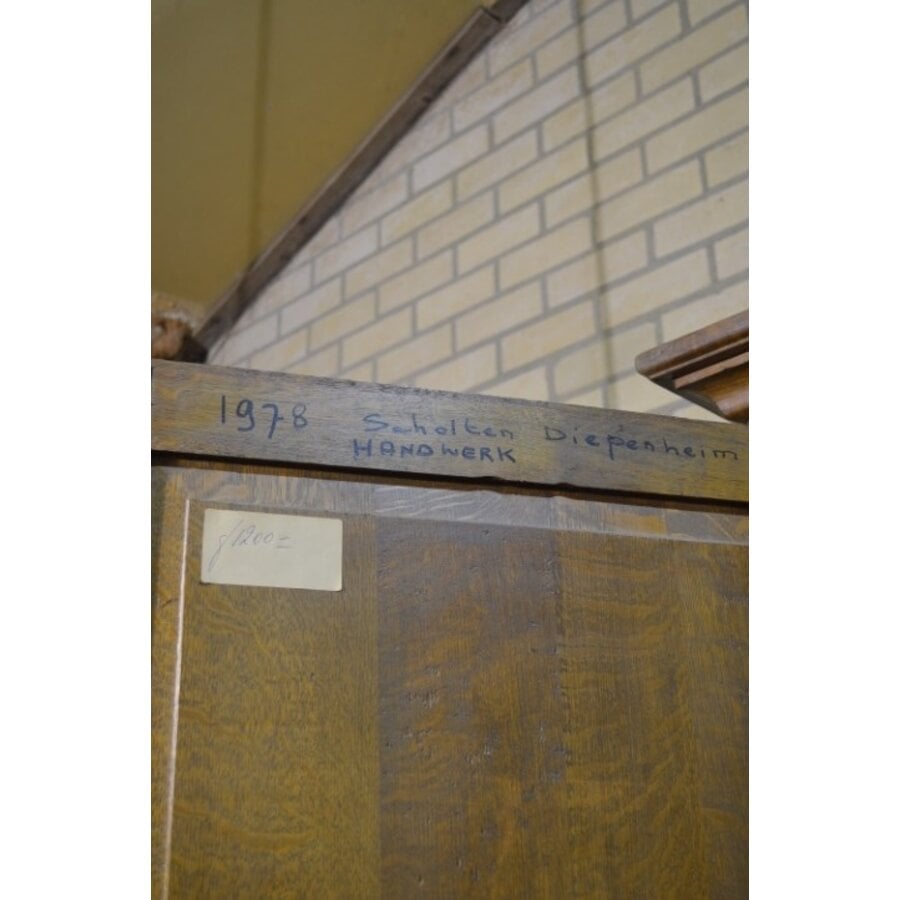 Massief eiken 4-deurs kast handgemaakt door Scholten Diepenheim 1978-7