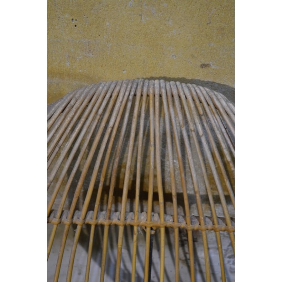 Vintage Rohé rotan fauteuil met metalen onderstel-4