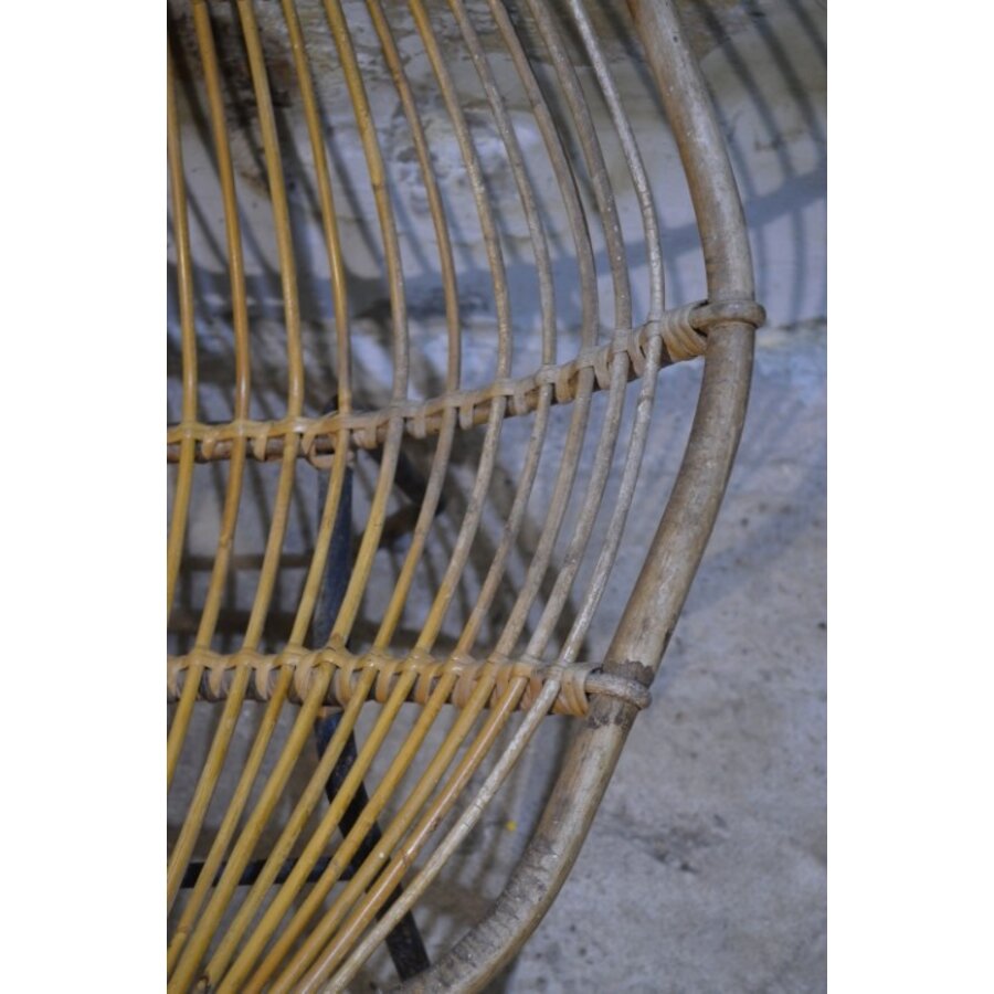 Vintage Rohé rotan fauteuil met metalen onderstel-5