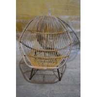 thumb-Vintage Rohé rotan fauteuil met metalen onderstel-6