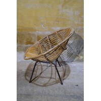 thumb-Vintage Rohé rotan fauteuil met metalen onderstel-1