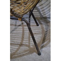 thumb-Vintage Rohé rotan fauteuil met metalen onderstel-7
