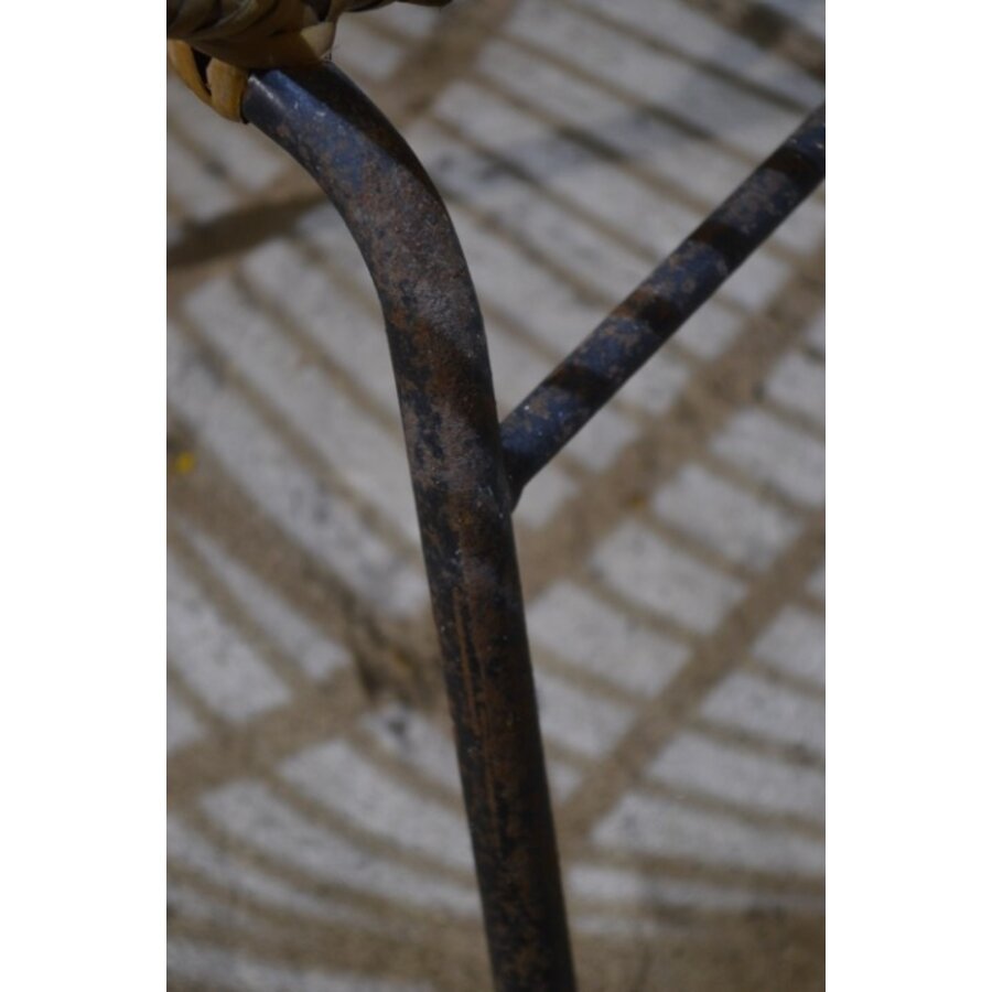 Vintage Rohé rotan fauteuil met metalen onderstel-8