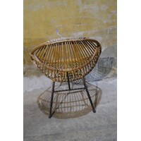 thumb-Vintage Rohé rotan fauteuil met metalen onderstel-9