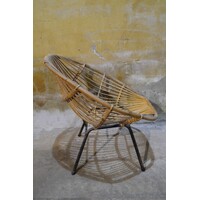 thumb-Vintage Rohé rotan fauteuil met metalen onderstel-10