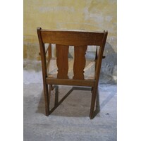 thumb-Eiken armstoel met biezen zitting in Amsterdamse School stijl-2