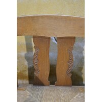 thumb-Eiken armstoel met biezen zitting in Amsterdamse School stijl-6