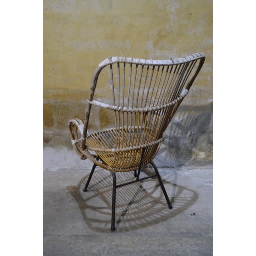 Rohé rotan armfauteuil met zwart metalen frame jaren 60-70-3