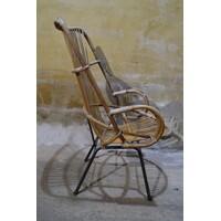 thumb-Rohé rotan armfauteuil met zwart metalen frame jaren 60-70-5