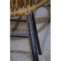 thumb-Rohé rotan armfauteuil met zwart metalen frame jaren 60-70-9