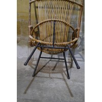 thumb-Rohé rotan armfauteuil met zwart metalen frame jaren 60-70-10