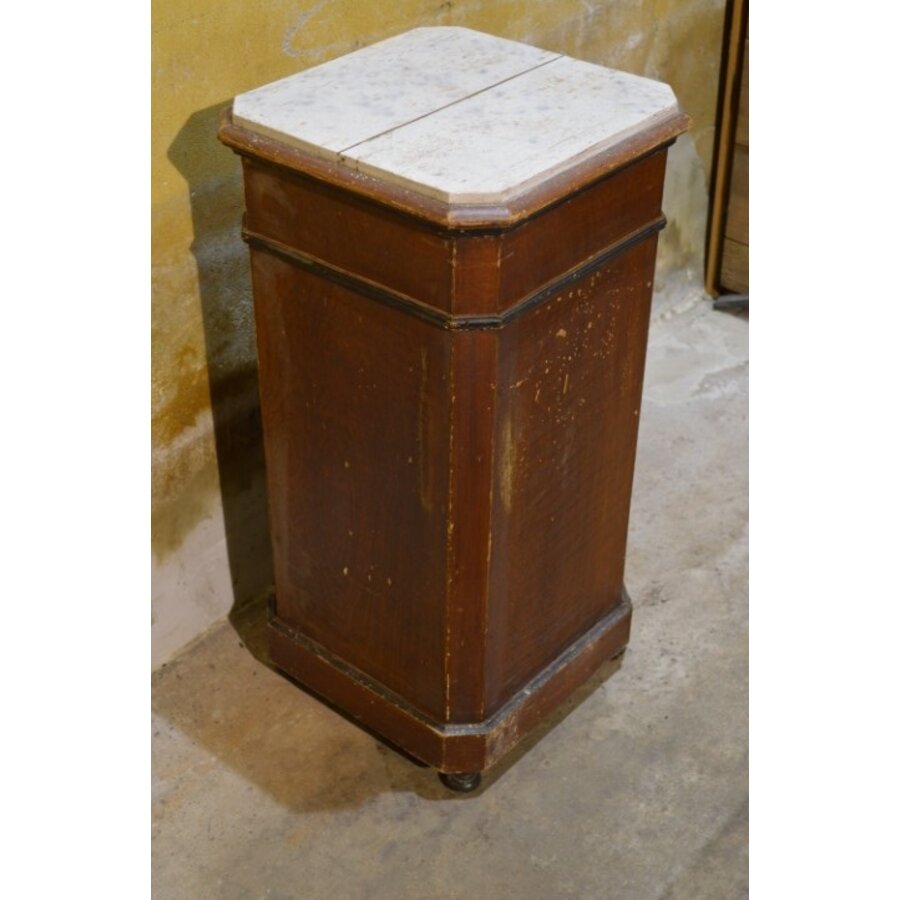 Antiek grenen Biedermeier nachtkastje met lade circa 1870-5