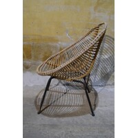 thumb-Zeldzame Rohé rotan fauteuil met metalen frame jaren 50-5