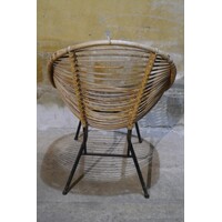 thumb-Zeldzame Rohé rotan fauteuil met metalen frame jaren 50-6