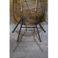 thumb-Zeldzame Rohé rotan fauteuil met metalen frame jaren 50-9