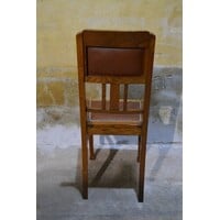 thumb-Antiek eiken stoeltje met schapenleer in Art Nouveau stijl-7