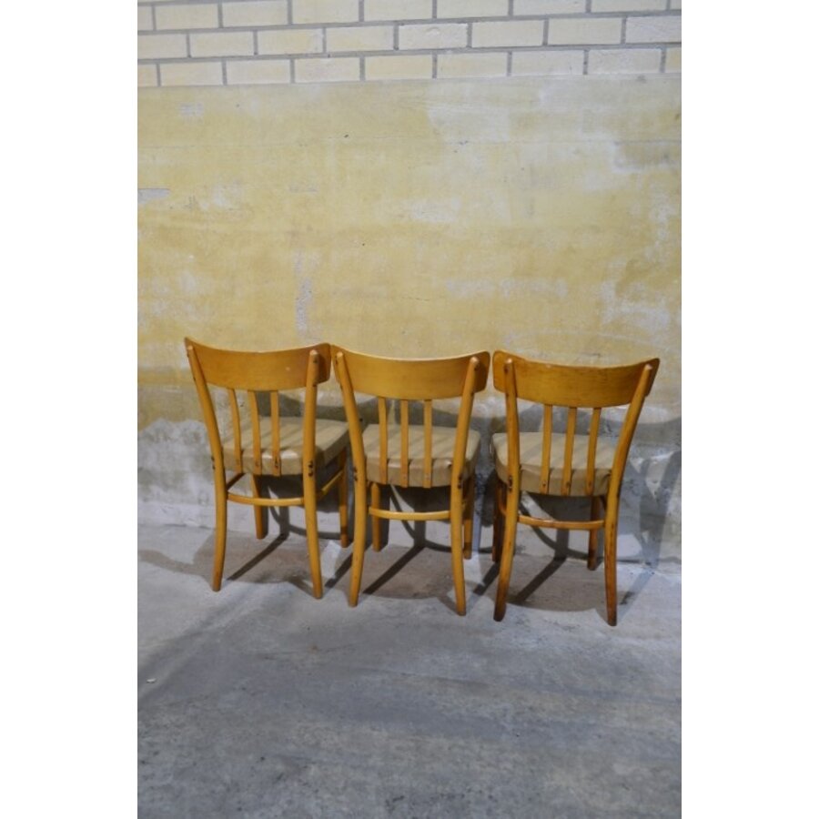 Beukenhouten keukenstoelen met vinyl zitting set van 3-2
