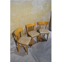 thumb-Beukenhouten keukenstoelen met vinyl zitting set van 3-1