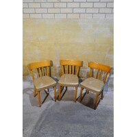 thumb-Beukenhouten keukenstoelen met vinyl zitting set van 3-4