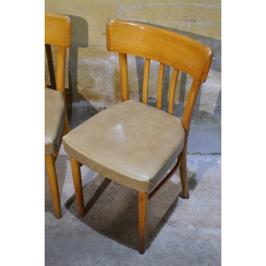 Beukenhouten keukenstoelen met vinyl zitting set van 3-5