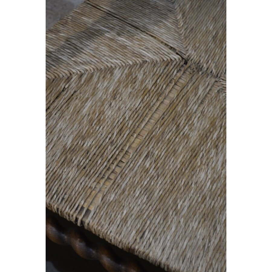 Antieke oud-Hollandse eiken armfauteuil met biezen zitting-3