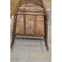 thumb-Antieke oud-Hollandse eiken armfauteuil met biezen zitting-8