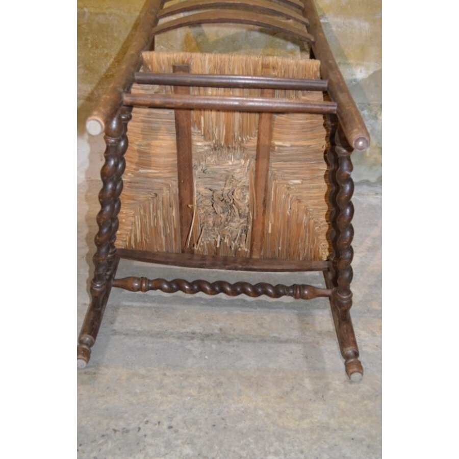 Antieke oud-Hollandse eiken armfauteuil met biezen zitting-8